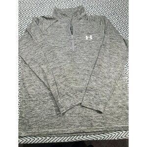 Under Armour Men's HeatGear Grey 1/4 Zip Pullover LG Loose Fit Long Sleeve Light